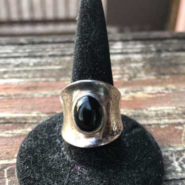 Sterling and onyx solid ring - image 1