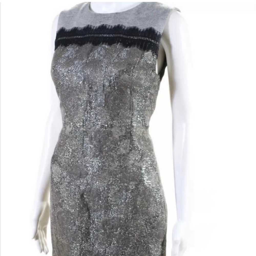 Tory Burch sz 6 Midi Jane Dress Silver Metallic F… - image 3