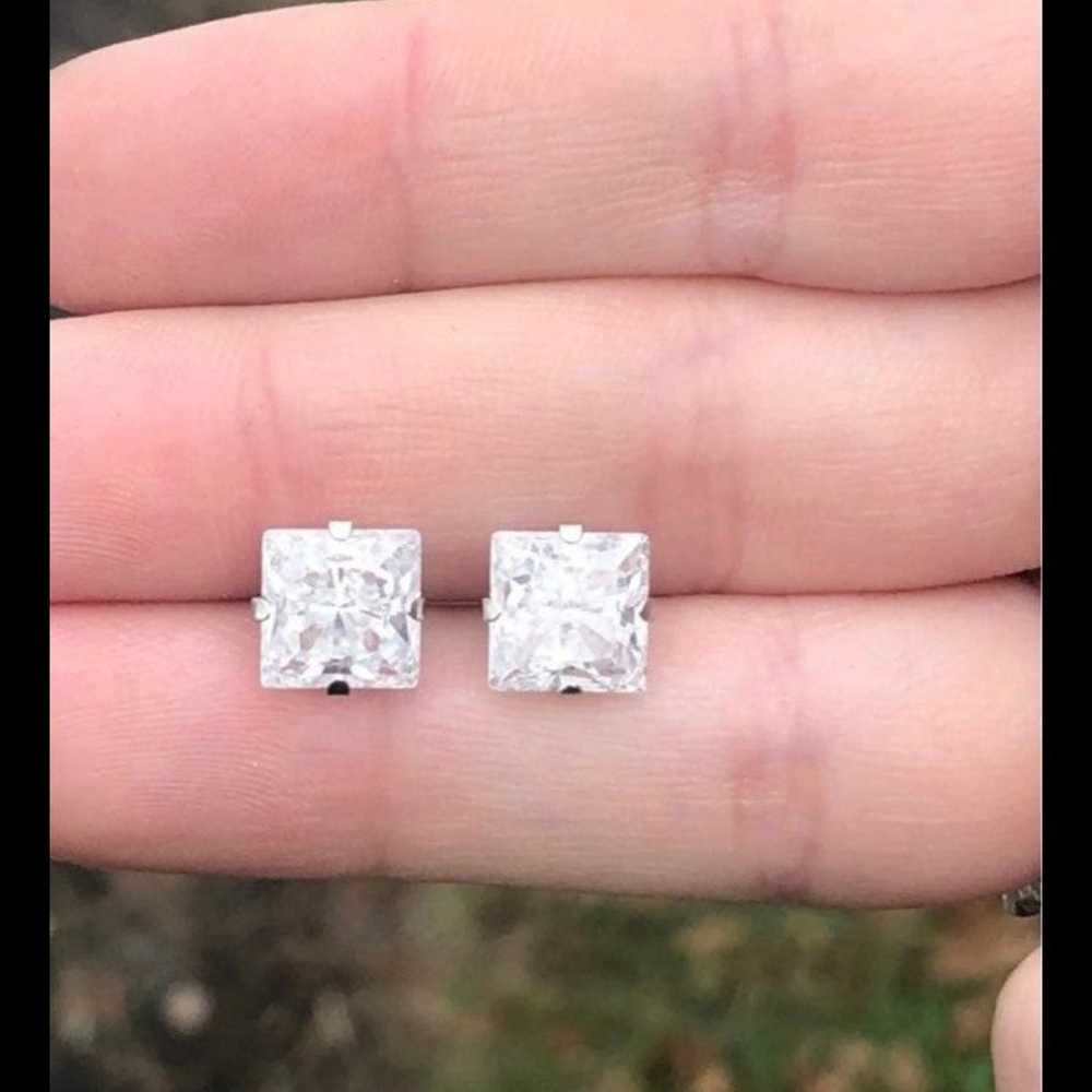 18K WHITE gold diamond earrings - image 10