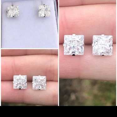 18K WHITE gold diamond earrings - image 1