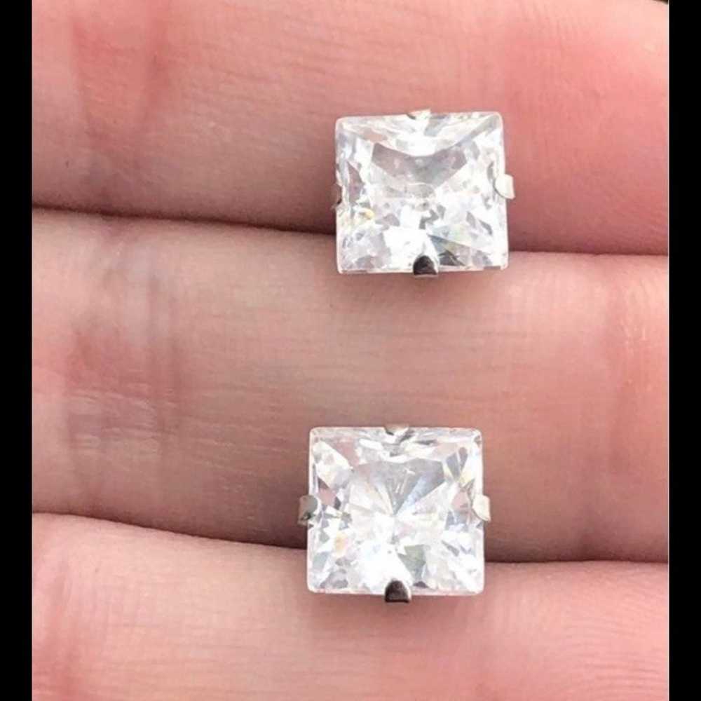 18K WHITE gold diamond earrings - image 5