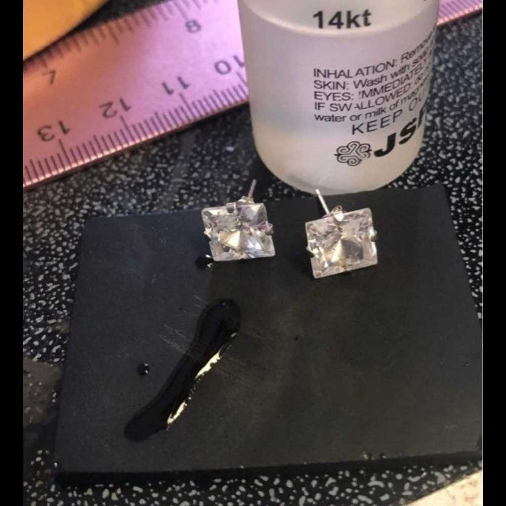 18K WHITE gold diamond earrings - image 6