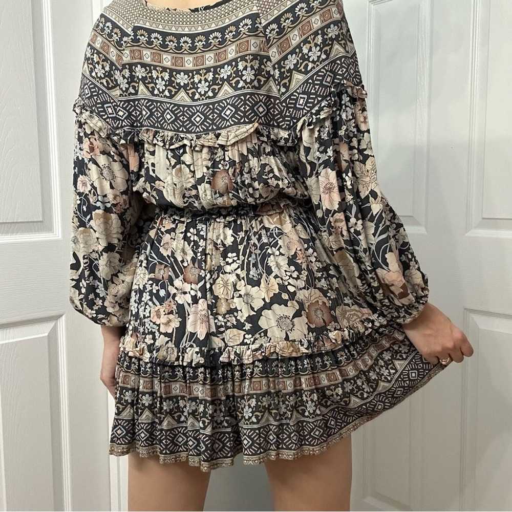 Spell Mini Dress Long Sleeve Boho Gray Floral Pla… - image 4