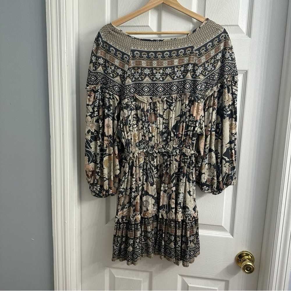 Spell Mini Dress Long Sleeve Boho Gray Floral Pla… - image 6