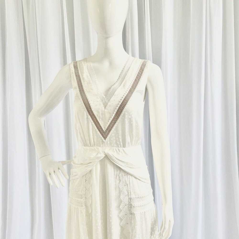 Self-portrait Ivory Lace V-Neck Long Dress Size 4… - image 3