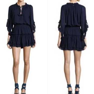 MISA Los Angeles Navy Ruffle Ximena Dress