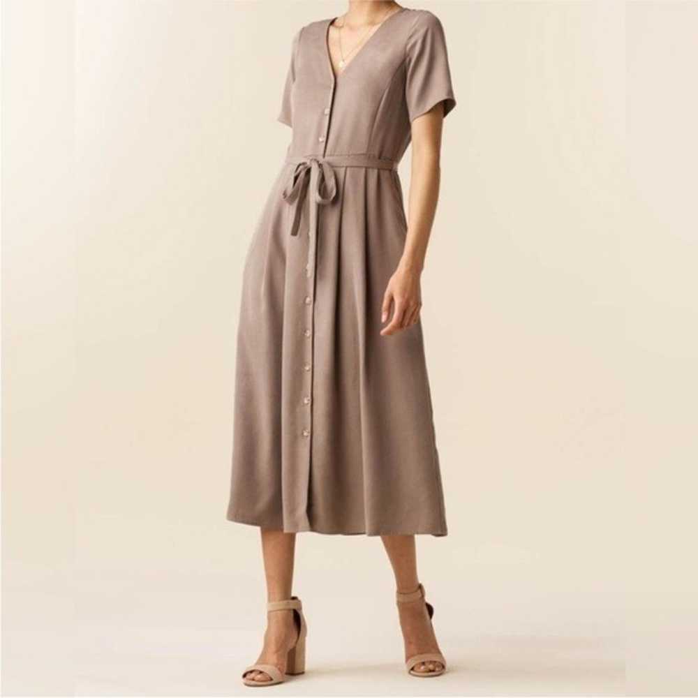 Vetta light taupe button up midi dress - image 8