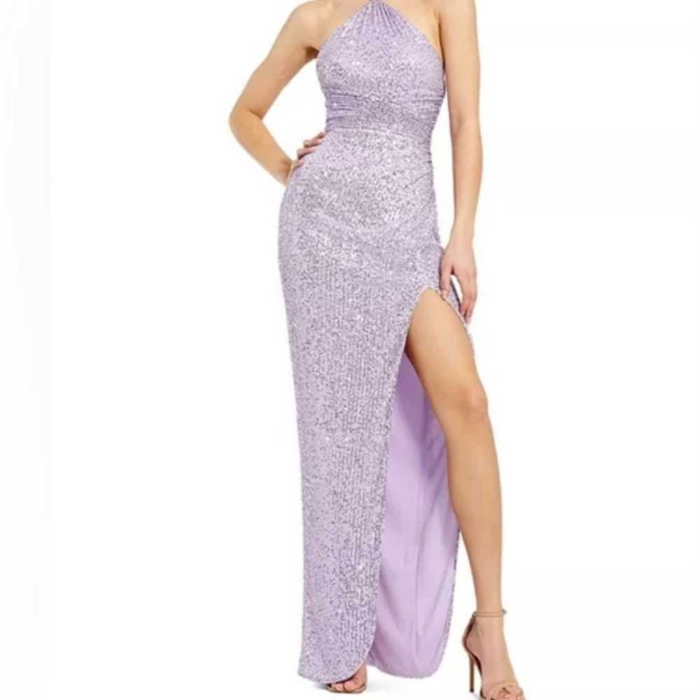 NWT Mac Duggal Gathered Sequined Halter Gown- Lil… - image 1