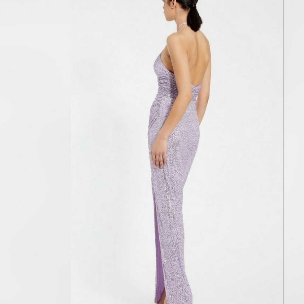 NWT Mac Duggal Gathered Sequined Halter Gown- Lil… - image 2