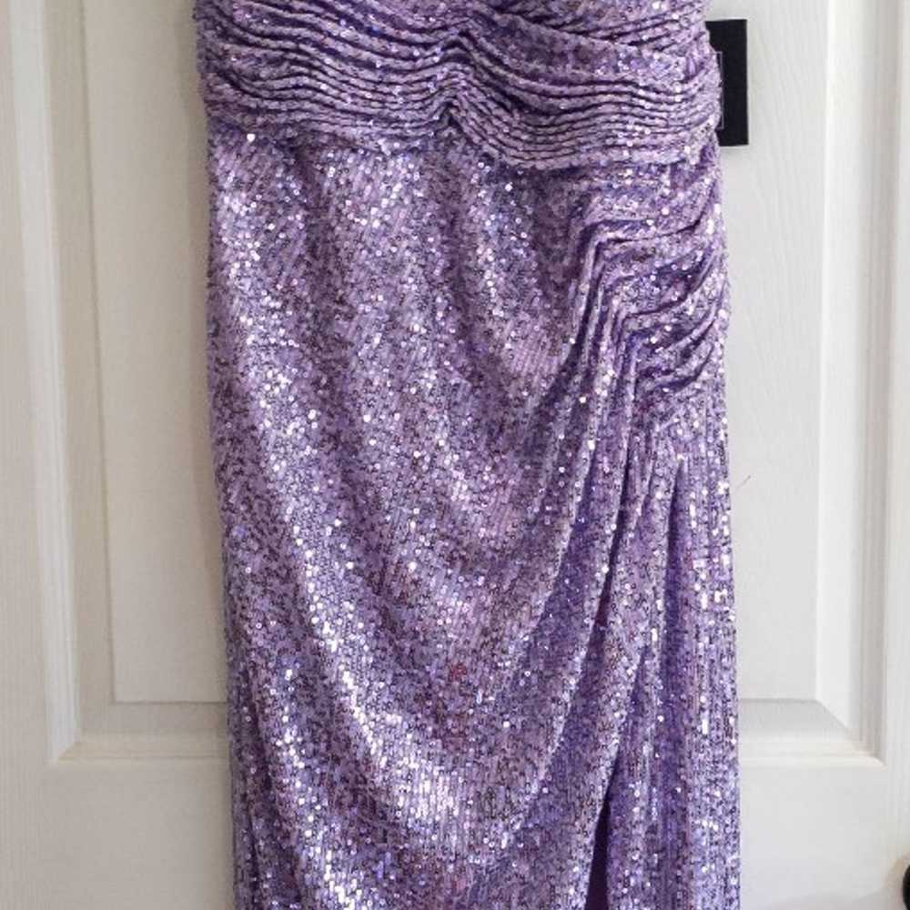 NWT Mac Duggal Gathered Sequined Halter Gown- Lil… - image 4