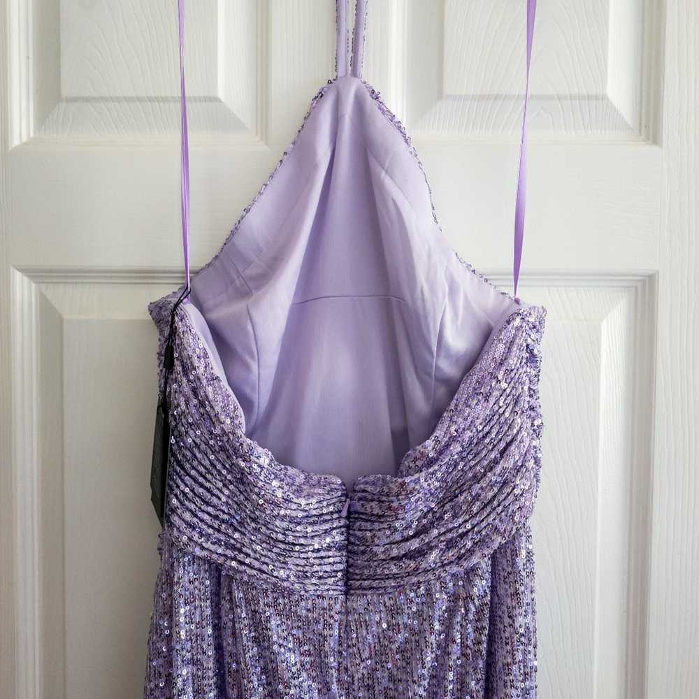 NWT Mac Duggal Gathered Sequined Halter Gown- Lil… - image 9