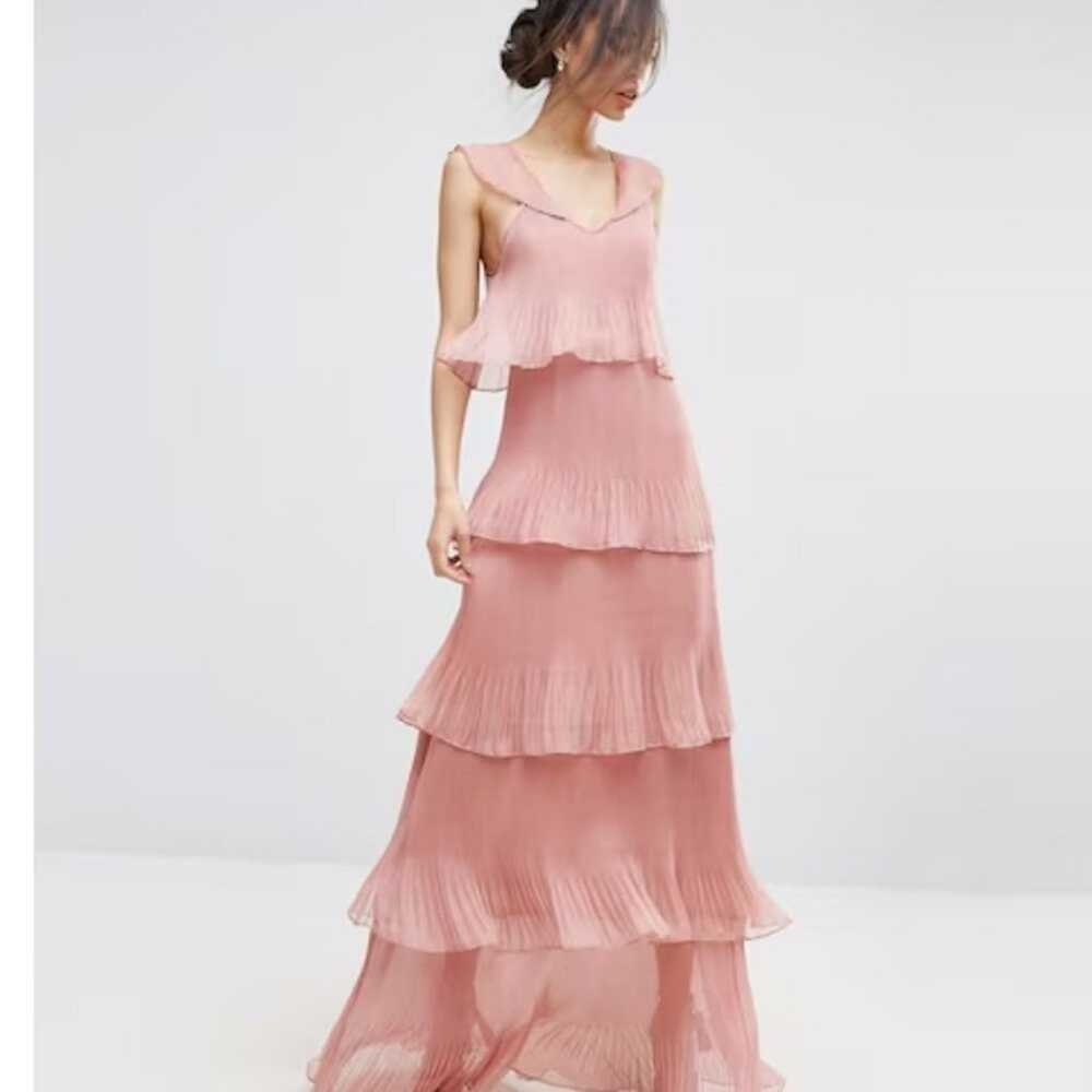 True Decadence Dusty Pink Pleated Ruffle Layered … - image 1