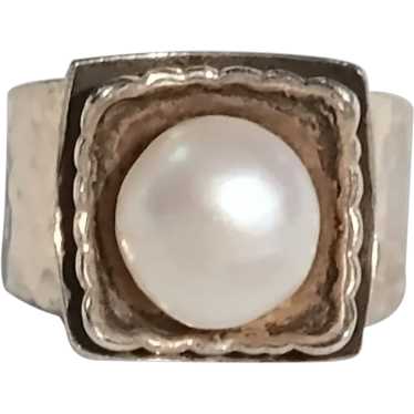 Silpada sterling silver pearl ring Modernist hamme