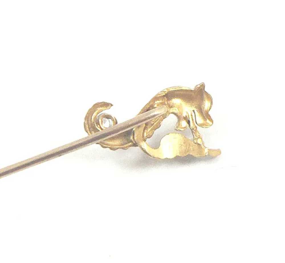 10K Gold, Diamond and Pearl Dragon Stick Pin - image 4