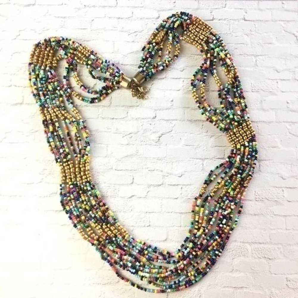 Vintage Seed Bead Statement Necklace - image 1