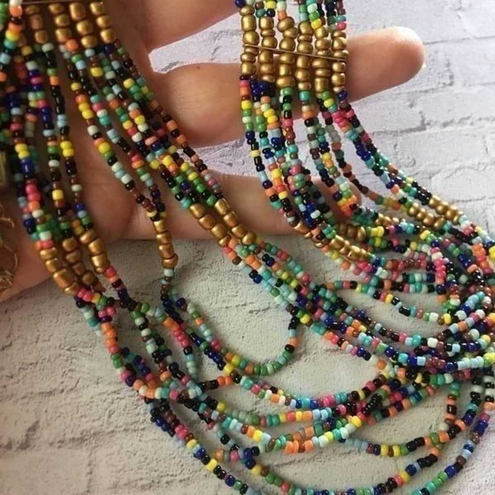 Vintage Seed Bead Statement Necklace - image 8