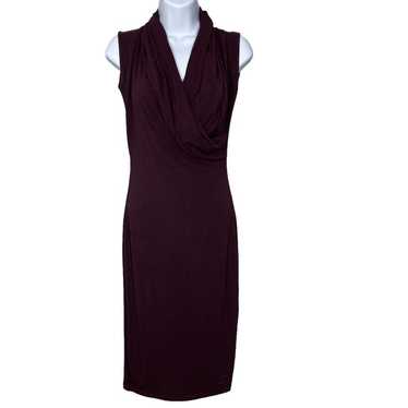 NADIA TARR Wine Sleeveless Draped Collar Dress - image 1