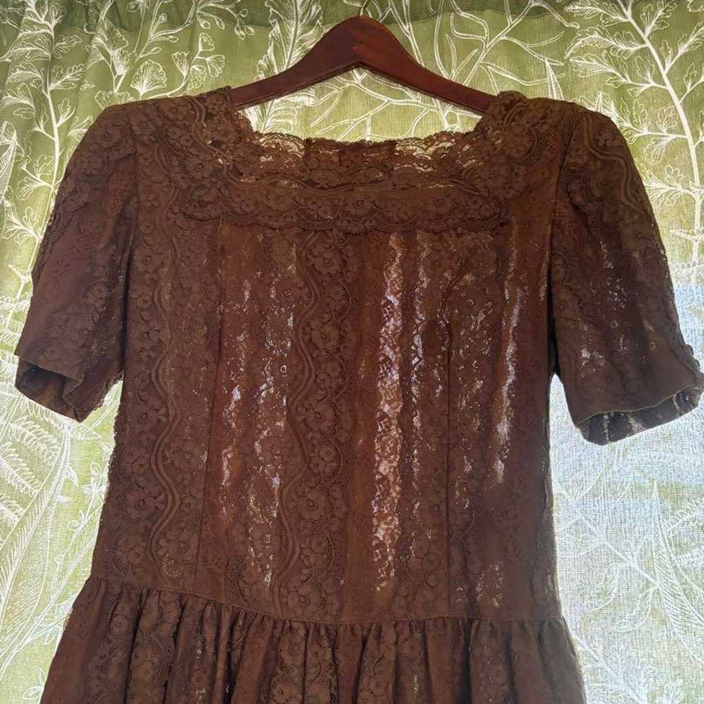 【La Est】Total Lace Retro One-piece Brown - image 1