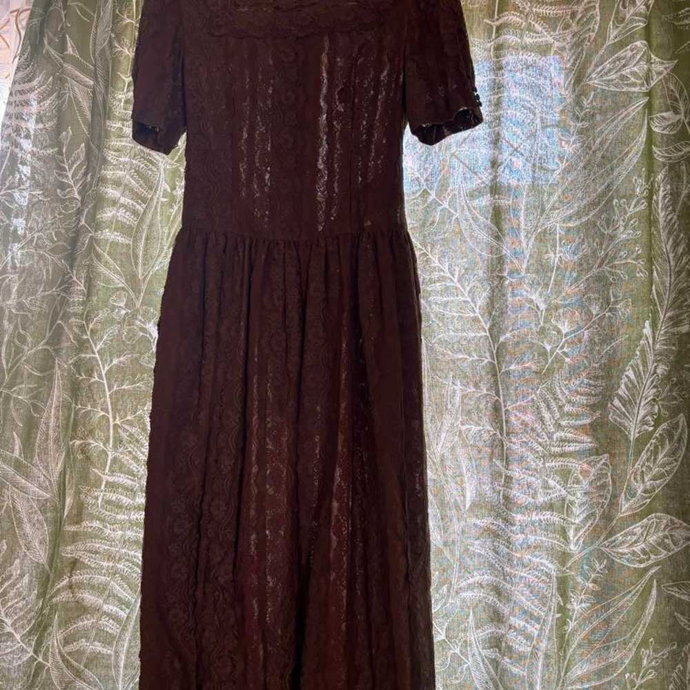 【La Est】Total Lace Retro One-piece Brown - image 3