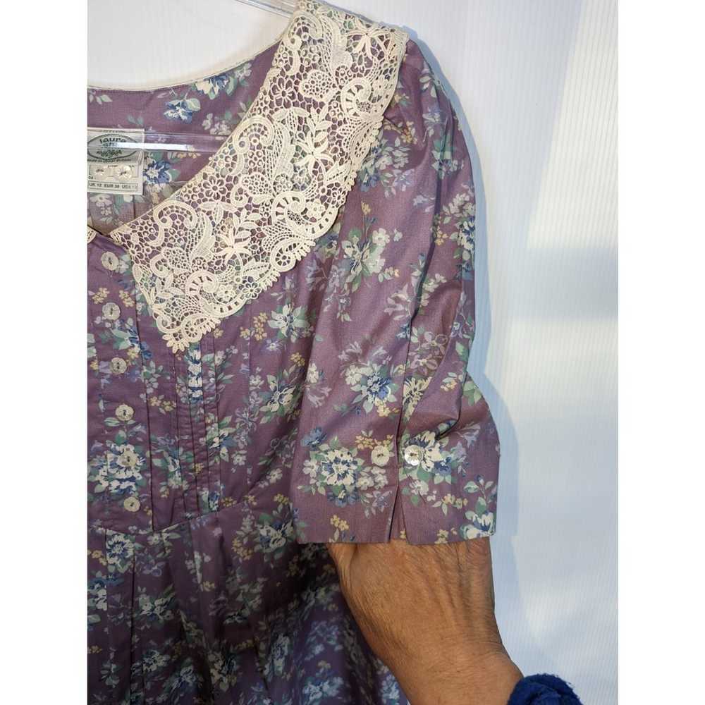 Vintage 80's Laura Ashley Midi Dress Purple Flora… - image 10