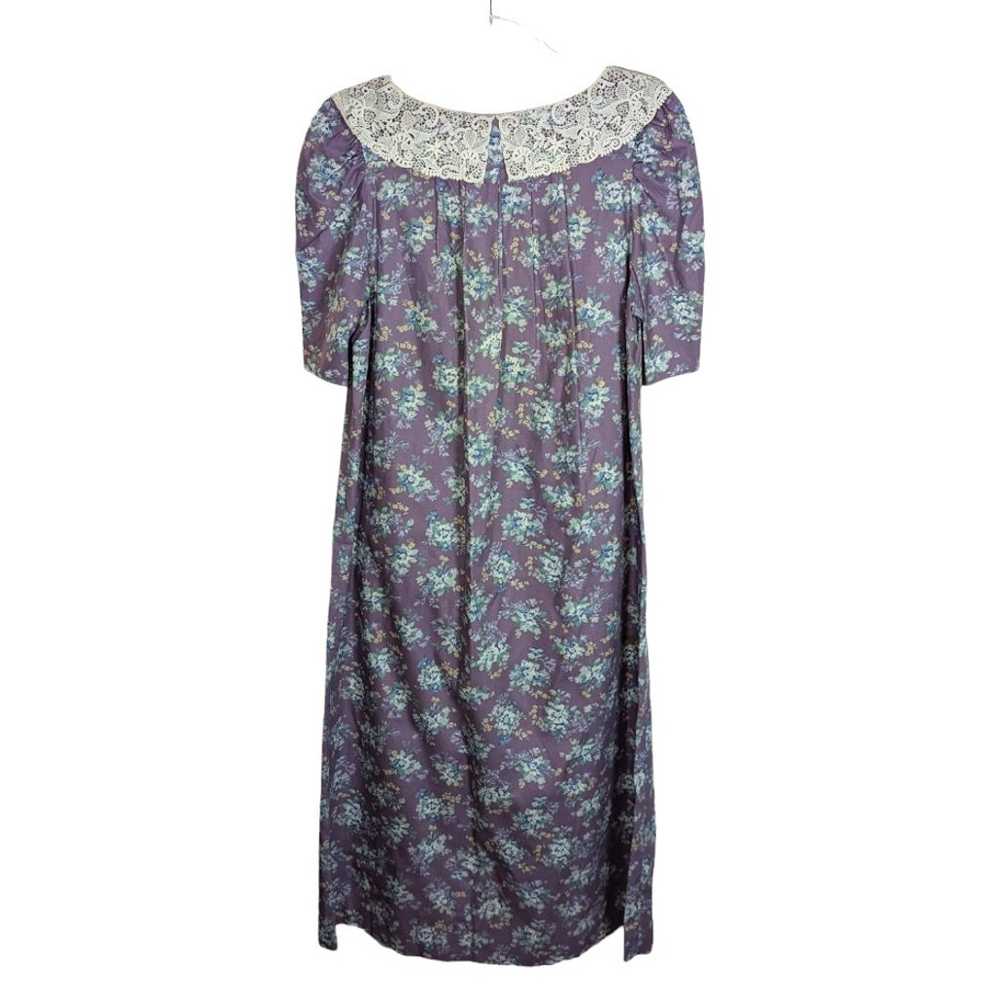 Vintage 80's Laura Ashley Midi Dress Purple Flora… - image 2