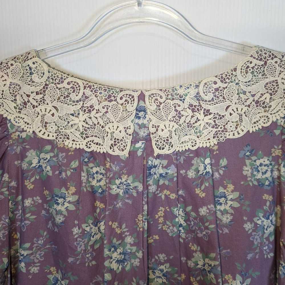 Vintage 80's Laura Ashley Midi Dress Purple Flora… - image 7