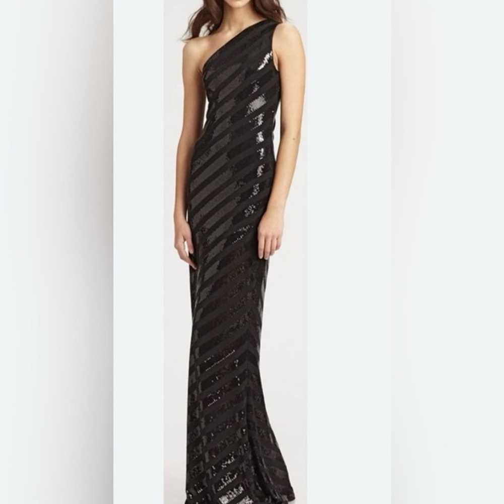 DAVID MEISTER ONE SHOULDER FORMAL GOWN SEQUINS FU… - image 1