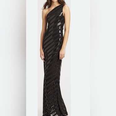 DAVID MEISTER ONE SHOULDER FORMAL GOWN SEQUINS FU… - image 1