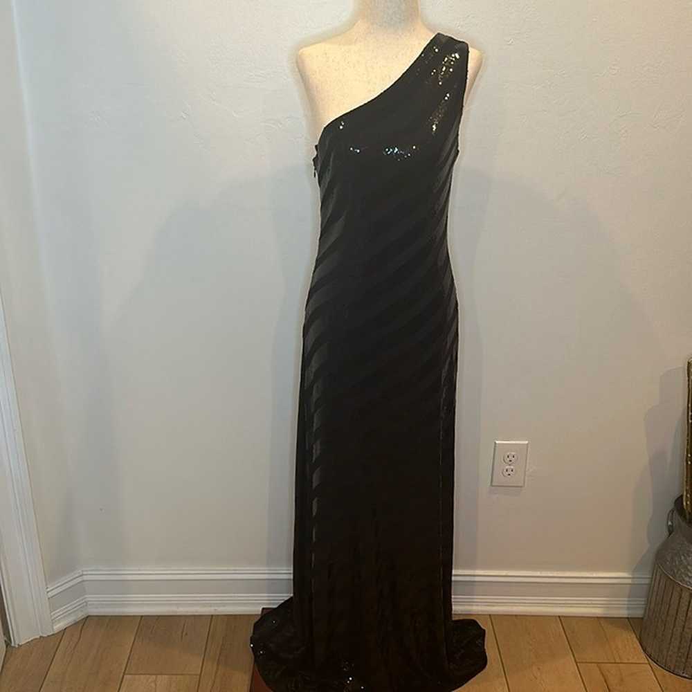 DAVID MEISTER ONE SHOULDER FORMAL GOWN SEQUINS FU… - image 2