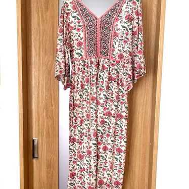 "Ne Quittez Pas Ethnic Print Flare Sleeve Dress"