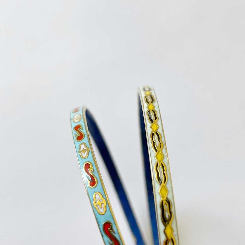 Vintage enamel cloisonné bangle bracelet set - image 3