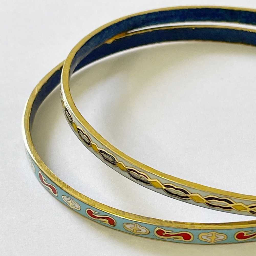 Vintage enamel cloisonné bangle bracelet set - image 5