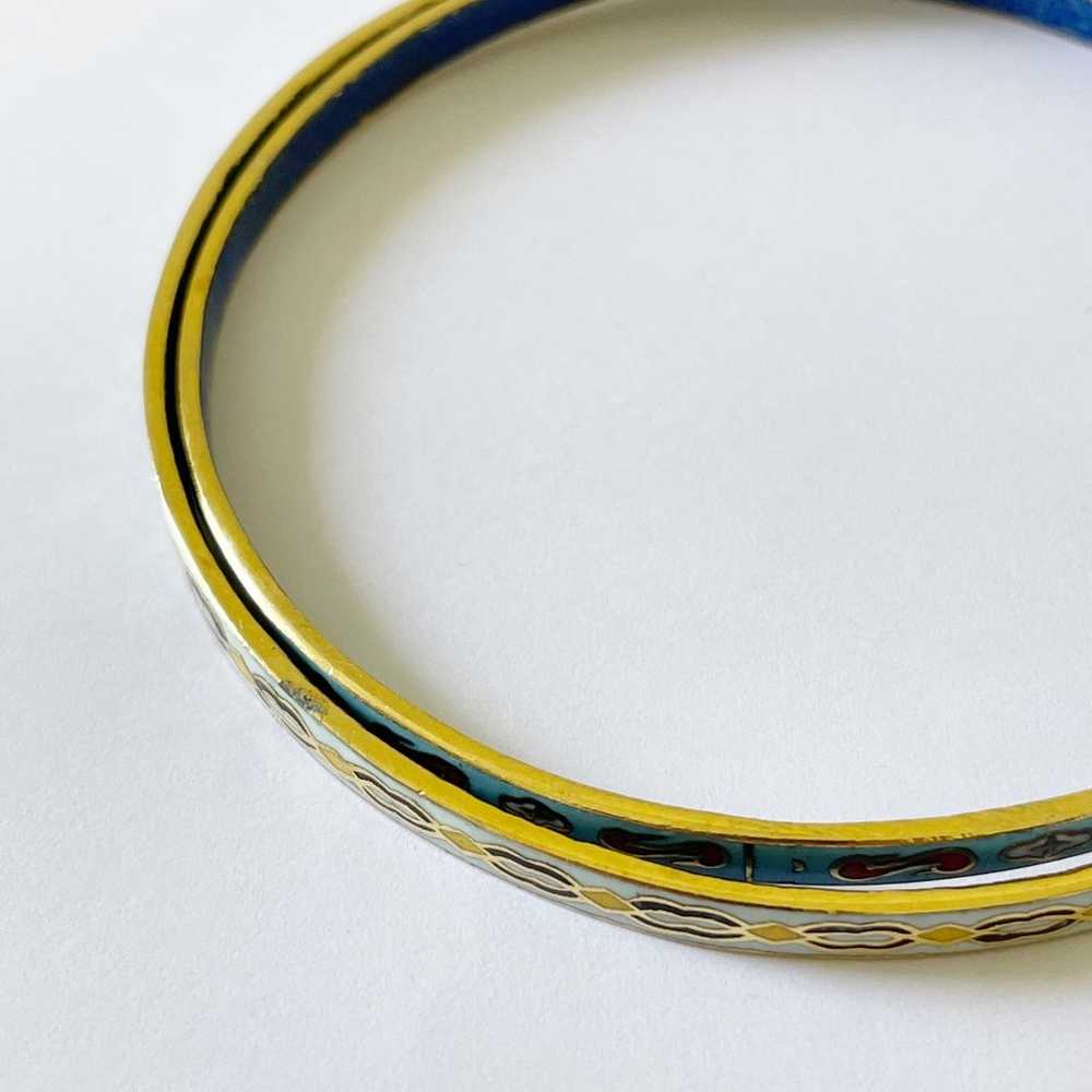 Vintage enamel cloisonné bangle bracelet set - image 6