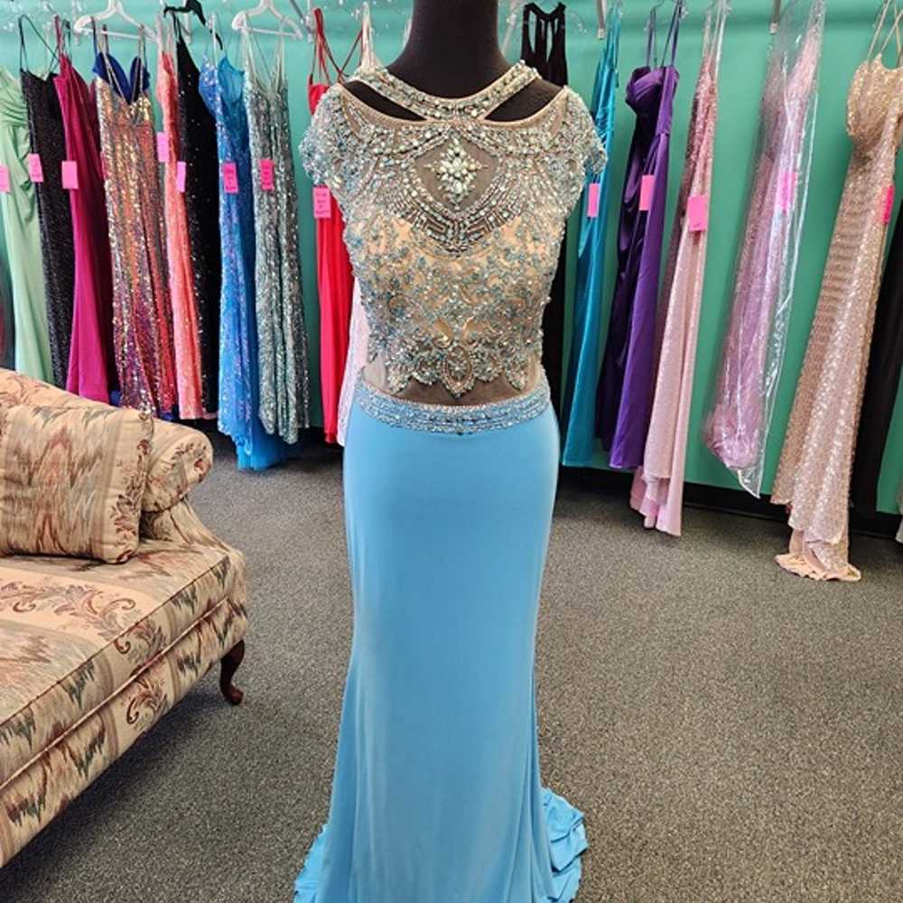 Karishma 16155 Aqua Size 14 Prom Dress/Formal Gown - image 1