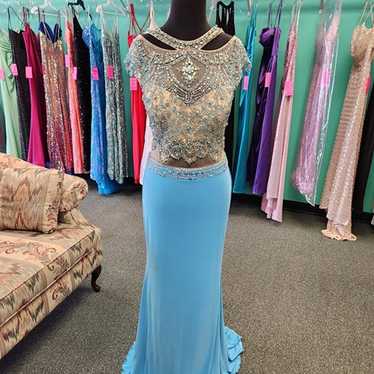 Karishma 16155 Aqua Size 14 Prom Dress/Formal Gown - image 1