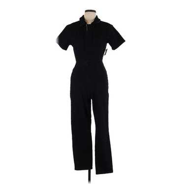 GOOD AMERICAN Solid Black Long Denim Jumpsuit - 3 