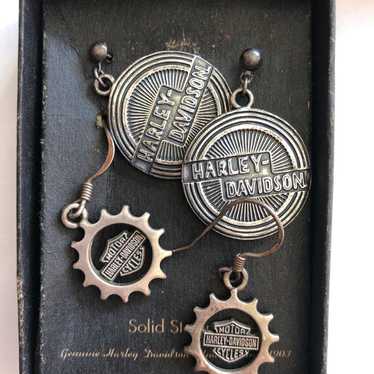 Vtg lot of Harley Davidson sterling silver earring