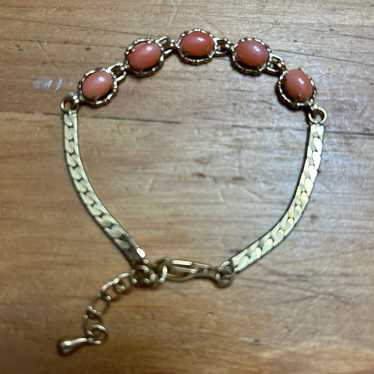 Genuine coral gold tone bracelet vintage