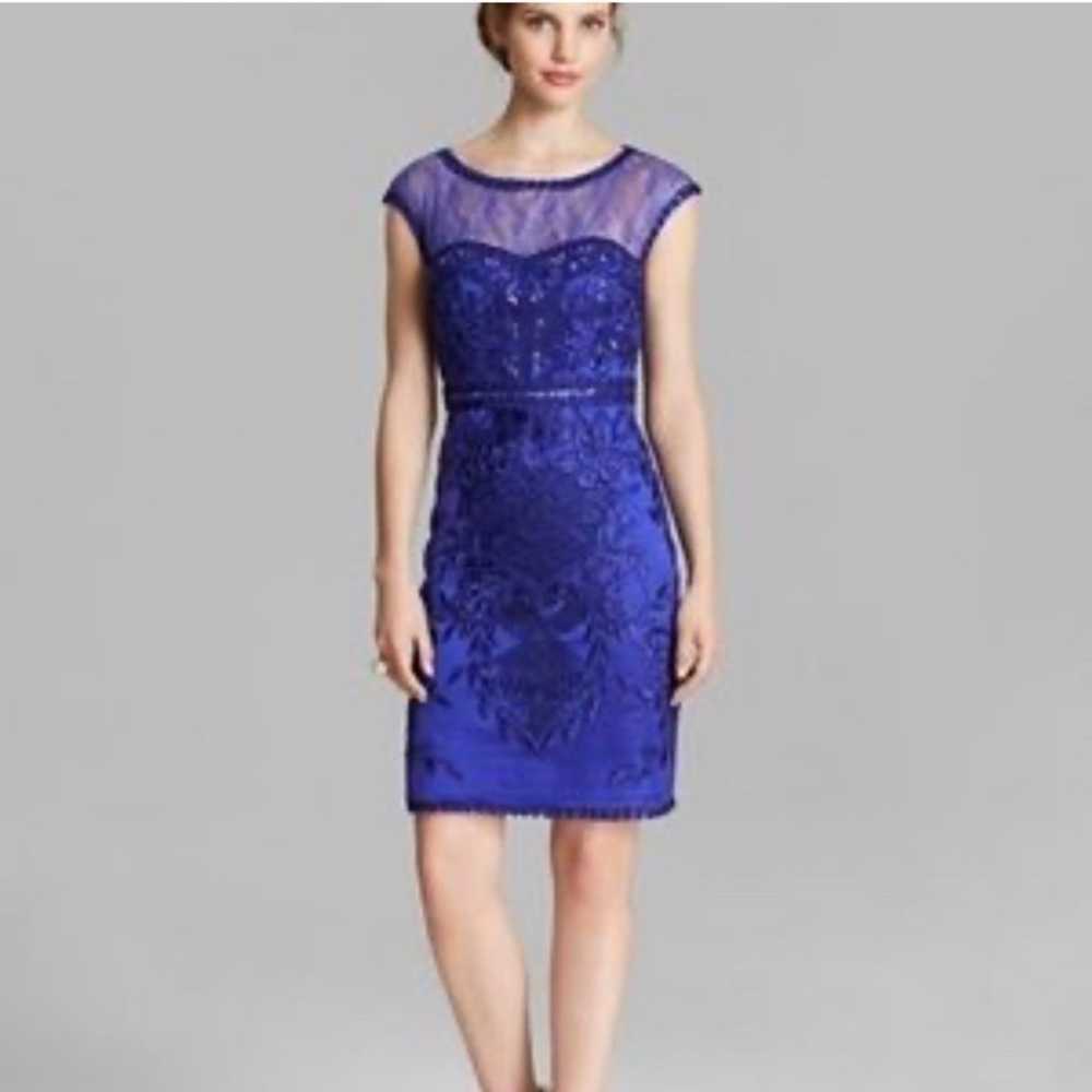 sue wong blue purple beaded mini dress size 12 - image 1