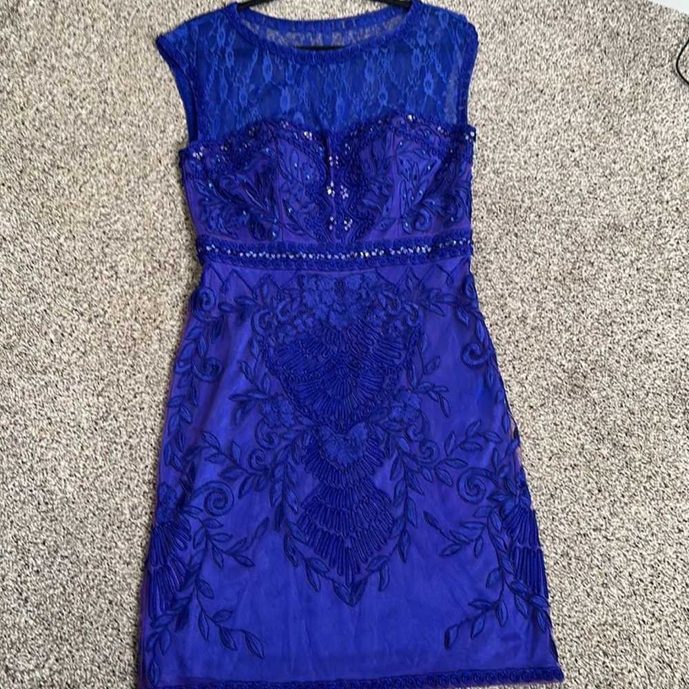 sue wong blue purple beaded mini dress size 12 - image 7