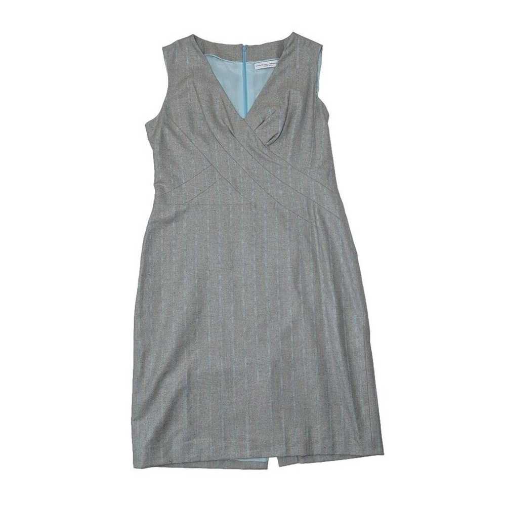 Carolina Herrera Gray Light Blue Striped V Neck S… - image 1