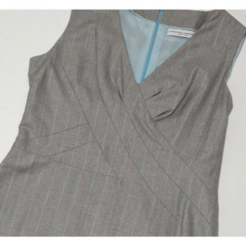 Carolina Herrera Gray Light Blue Striped V Neck S… - image 3