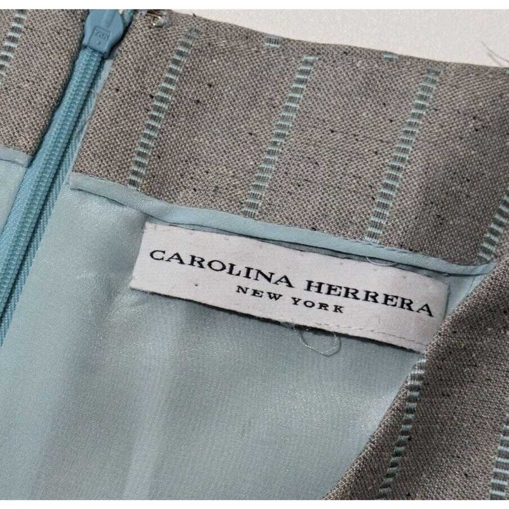 Carolina Herrera Gray Light Blue Striped V Neck S… - image 5