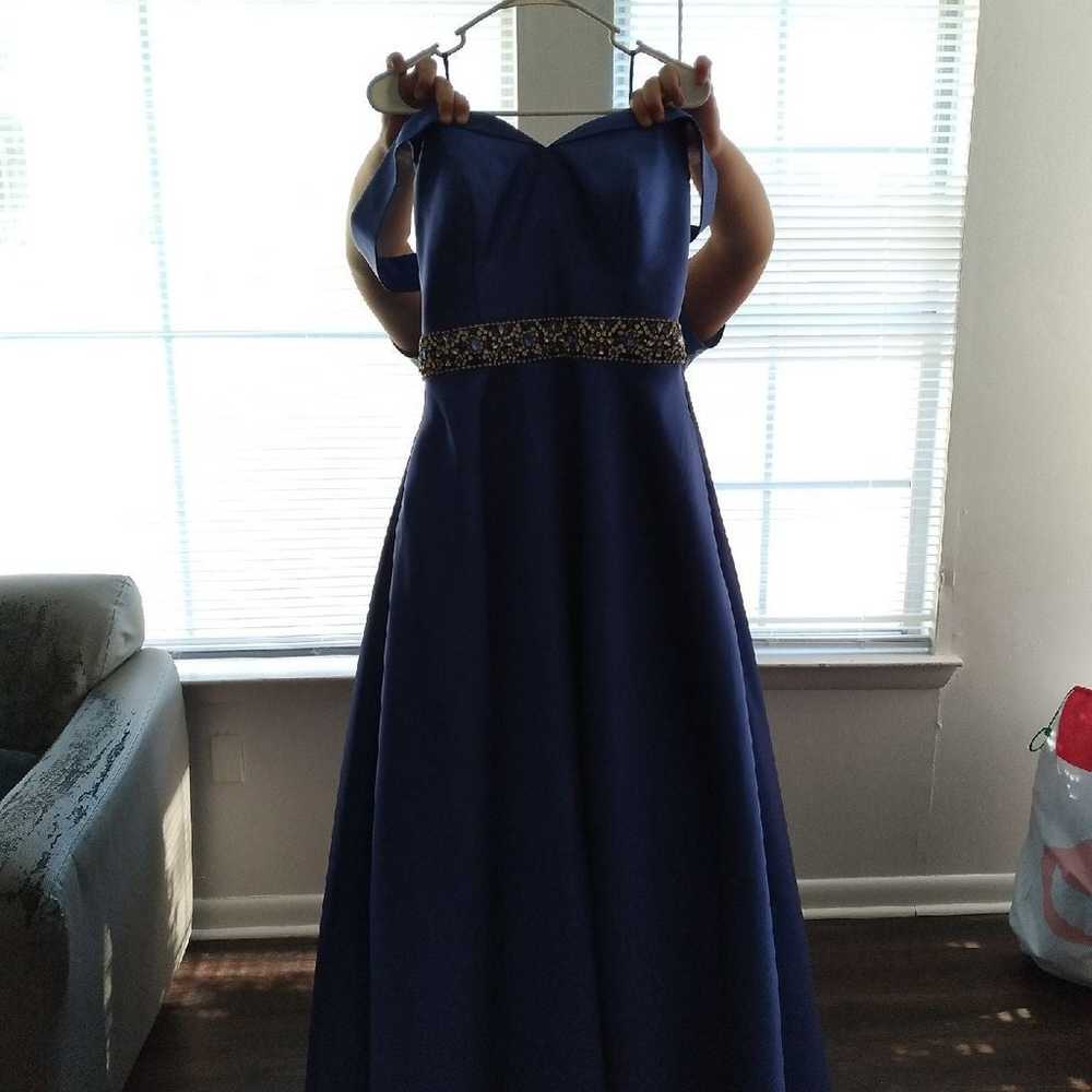 Eliza J Jacquard Fit Flare Royal Blue Prom Dress - image 2