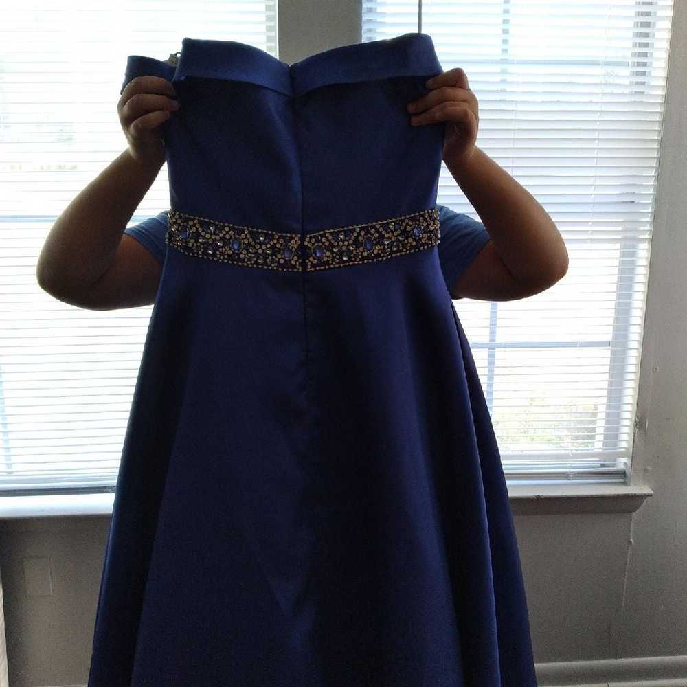 Eliza J Jacquard Fit Flare Royal Blue Prom Dress - image 3