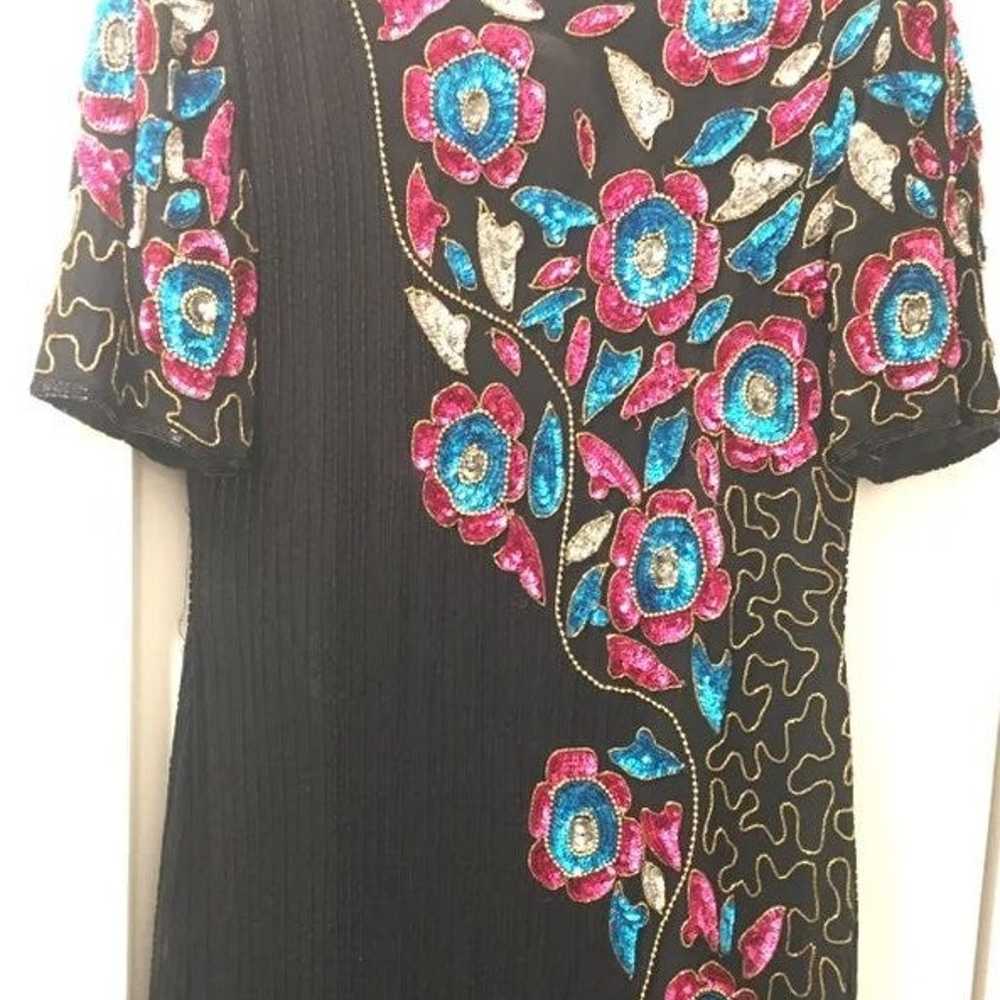 Sequin black embroidered dress L - image 1