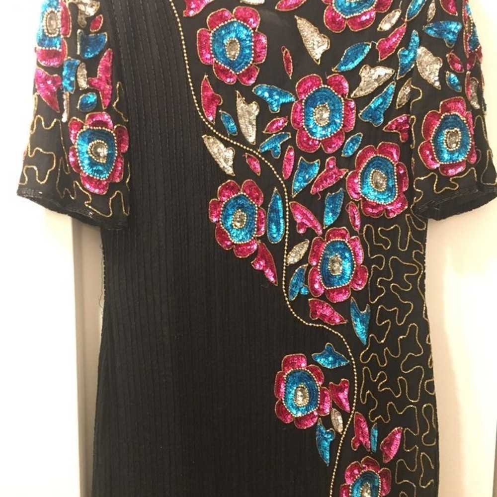 Sequin black embroidered dress L - image 2