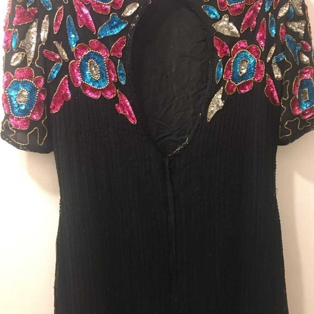 Sequin black embroidered dress L - image 8