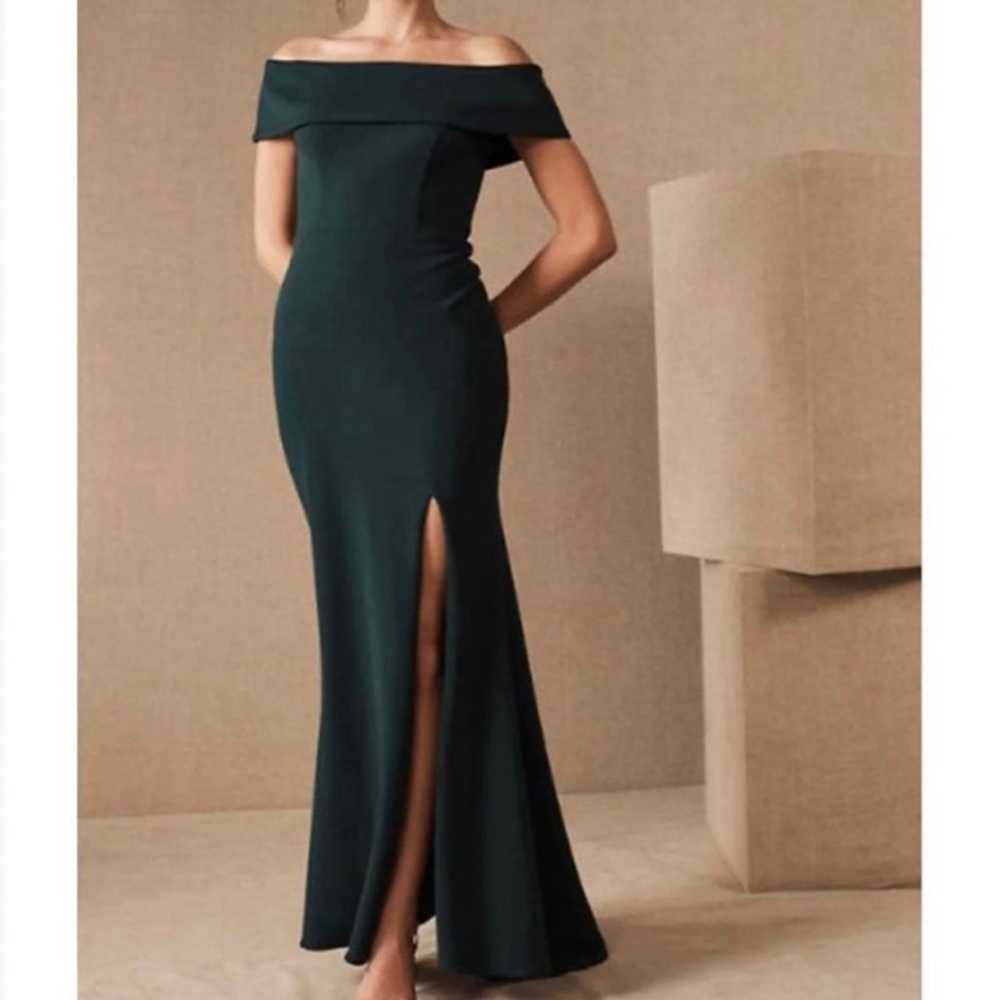 BHLDN Delice Off Shoulder Gown Dark Emerald Dress - image 1