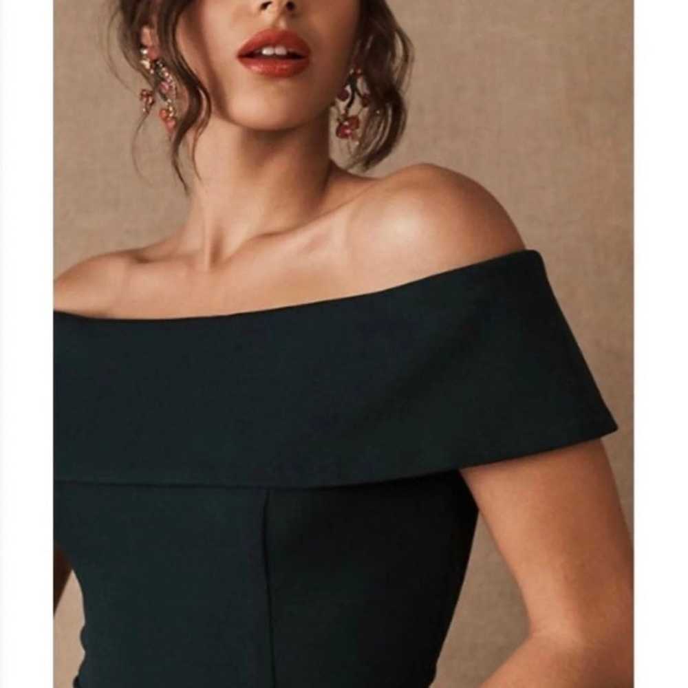 BHLDN Delice Off Shoulder Gown Dark Emerald Dress - image 3